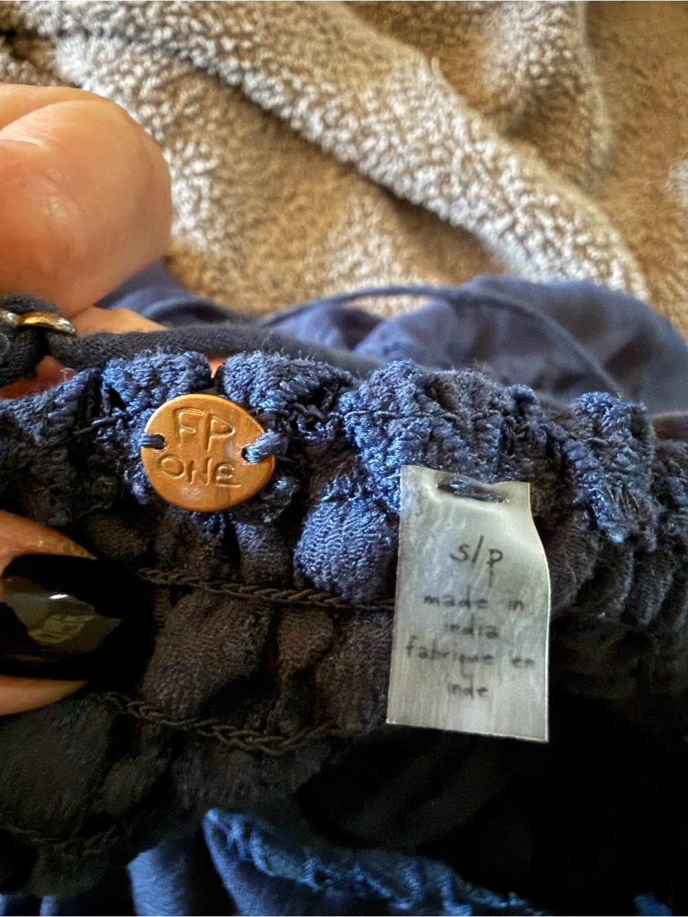 Free People Navy Lace-Bodice Maxi Dress with Crisscross Straps - Picture 3 of 3